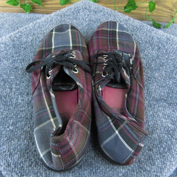 VANS Plaid Men Sneaker Shoes Red Fabric Lace Up Size‎ 7.5 Medium - Picture 6 of 10